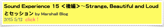 Sound Experience 15 ＜後編＞～Strange, Beautiful and Loudとセッション by Marshall Blog
2015 5/13  click！
